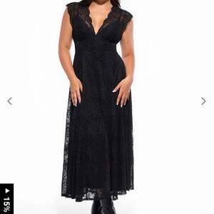 Elegant Black Lace Midi Dress